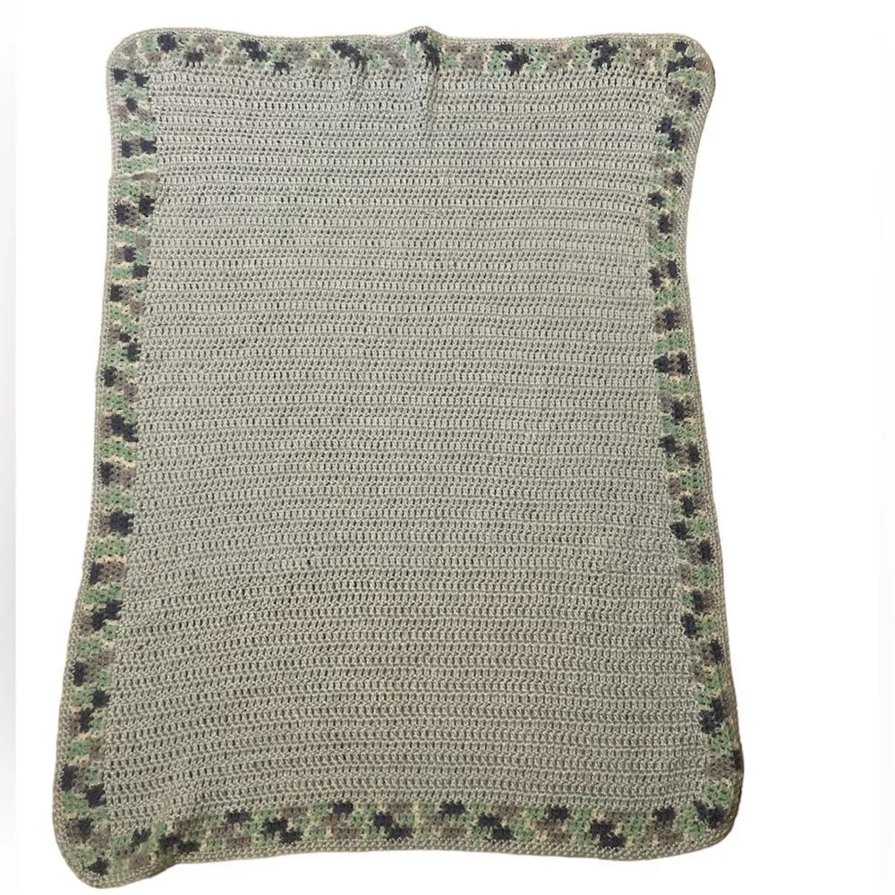 Crocheted Baby Blanket Throw Blanket Hand Made 36” X 29”